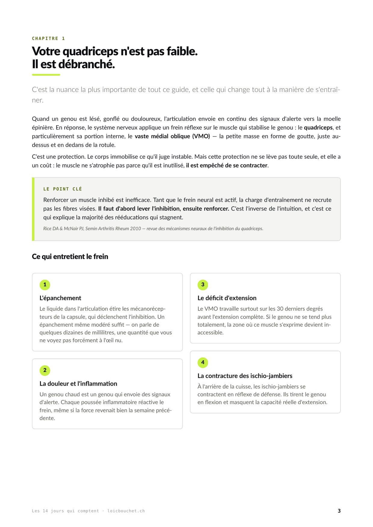 Chapitre sur l'inhibition musculaire arthrogénique